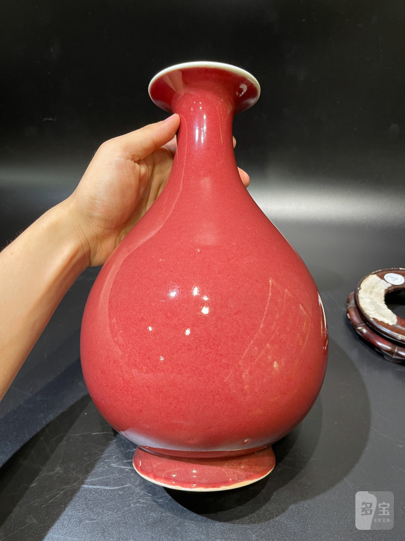清道光 宝石红釉玉壶春瓶 - 图3